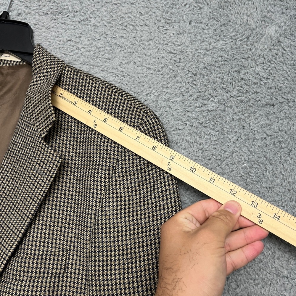 Chaps Ralph Lauren Blazer Mens 42R Brown Houndstooth Excellent Wool Sport Coat - Picture 13 of 15